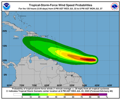 Tormenta tropical Gonzalo aumenta fuerza de sus vientos