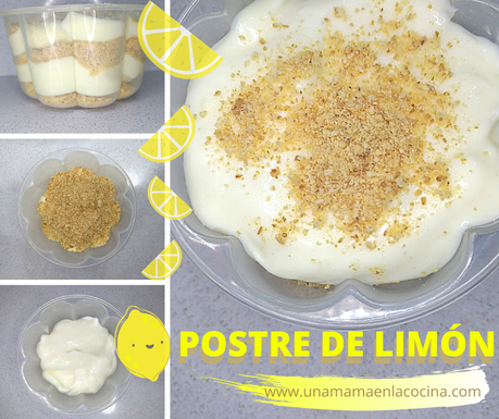 Vasitos de Postre de limón o crema de limón y galletas, receta rápida, fácil y barata. Receta apañada de 4 ingredientes. Una Mamá en la Cocina