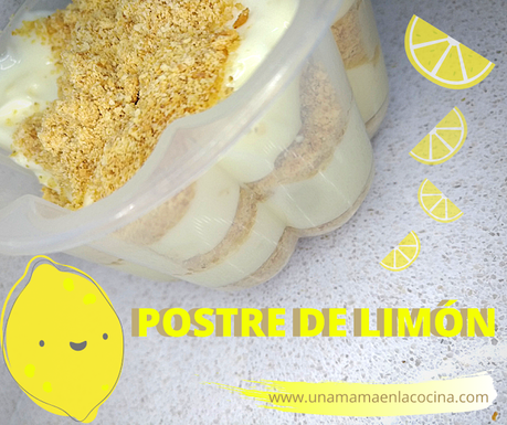 Postre de limón o crema de limón y galletas, receta rápida, fácil y barata. Receta apañada de 4 ingredientes. Una Mamá en la Cocina