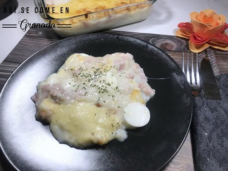 Bechamel de jamón cocido y huevos