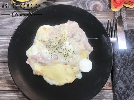 Bechamel de jamón cocido y huevos