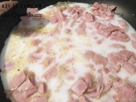 Bechamel de jamón cocido y huevos