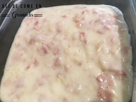 Bechamel de jamón cocido y huevos