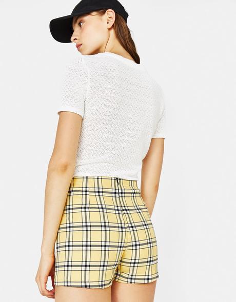 Falda Amarilla De Cuadros Bershka