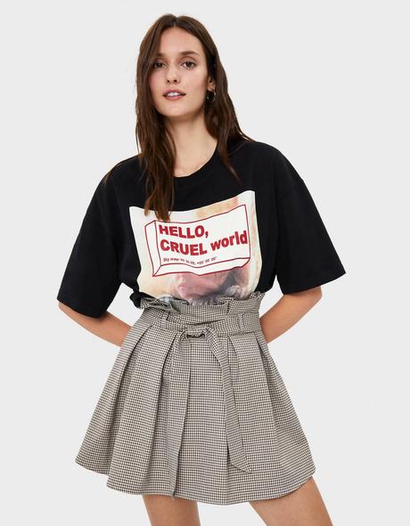 Falda Amarilla De Cuadros Bershka