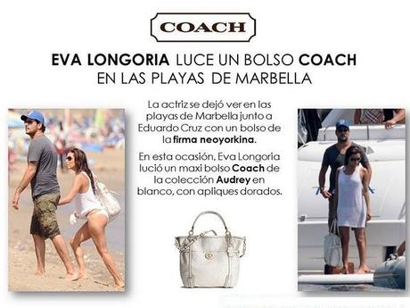 Eva Longoria con Eduardo Cruz en Marbella, luciendo un glamuroso bolso COACH. Divinos ¡¡ (Eva, Edu y el bolso)