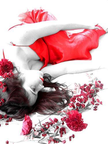 mujer con flores rojas mujer con flores rojas