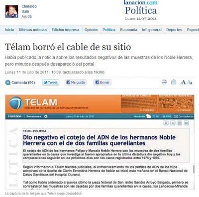 Caso Noble: Telam borró un cable...y Google demostró que hubo censura