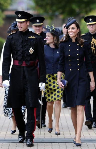 Kate Middleton Catherine, the Duchess of Cambridge and Prince William, Duke of Cambridge visit the Victoria Barracks in Windsor where they present medals to the 1st Battalion Irish Guards Regiment, of which William is the Colonel.