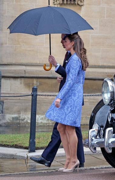 Kate Middleton Prince William, Duke of Cambridge and Catherine, Duchess of Cambridge arrive at Windsor Castle to attend a Sunday church service marking the 90th birthday of Prince Philip, Duke of Edinburgh.