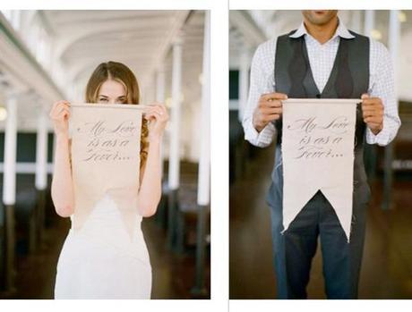 Ideas Originales:Carteles, Mensajes, Guirnaldas, Letras en las fotos de la boda