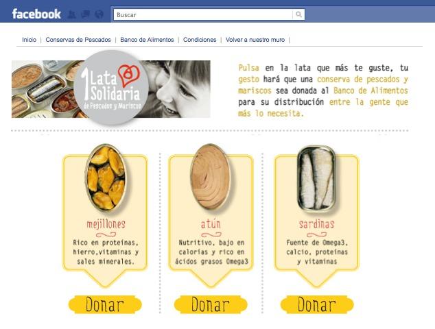 Una aplicación para donar latas de conserva en Facebook