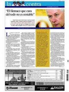 Contraportada que la Vanguardia dedicó en julio de 2007 a la entrevista a Richard J. Roberts