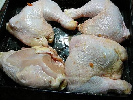 Pollo trozado al horno