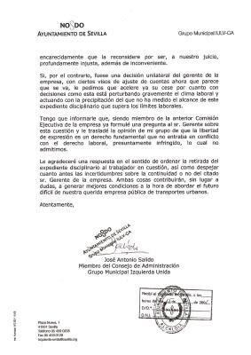 La carta de Izquierda Unida La carta de Izquierda Unida