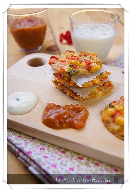 Colaboración en Whole Kitchen Magazine - Mini Tortitas de Maiz con dos Salsas - Melocotones en Almíbar de Rosas