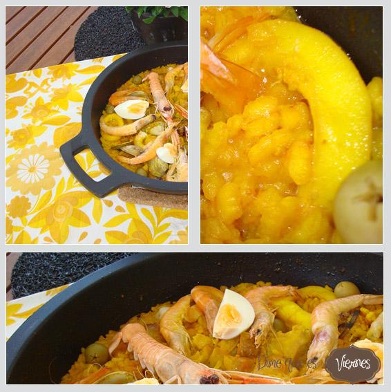 Paella de marisco y pollo