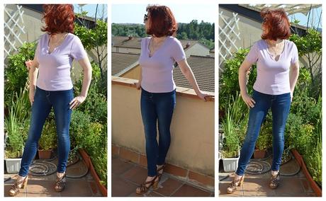 Lilac V Neck Short Sleeve T-Shirt Femmeluxe Lilac V Neck Short Sleeve T-Shirt
