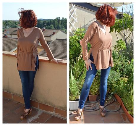Brown Ribbed Belted Loungewear Set Femmeluxe Brown Ribbed Belted Loungewear Set