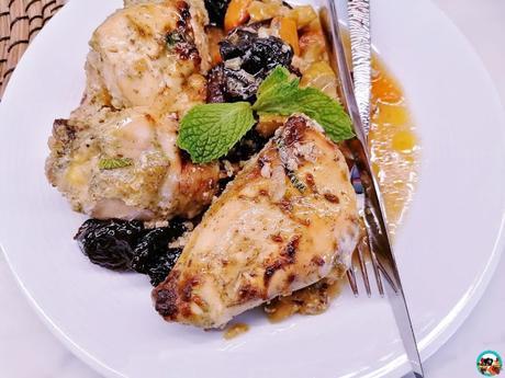 Pollo asado con ciruelas pasas Pollo asado con ciruelas pasas