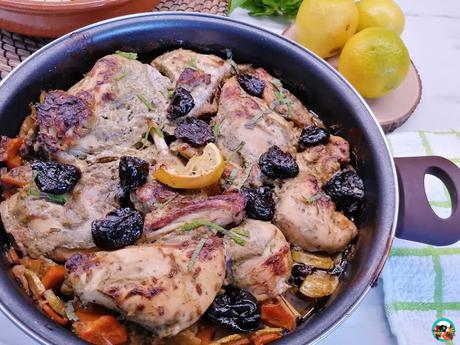 Pollo asado con ciruelas pasas Pollo asado con ciruelas pasas