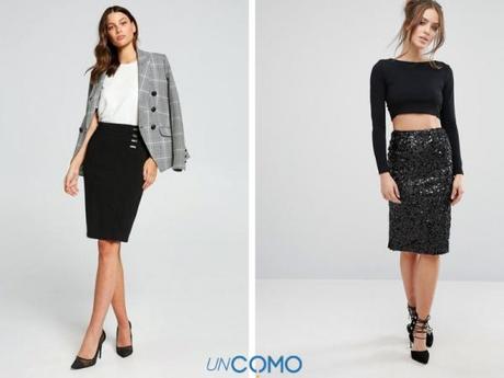 Look Falda Tubo Cuero Negra