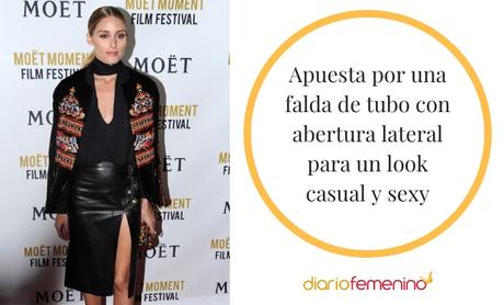 Look Falda Tubo Cuero Negra