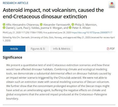 Fue el meteorito y no los volcanes Fue el meteorito y no los volcanes