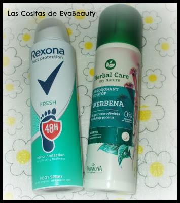 Desodorantes en spray para pies Rexona y Farmona en Notino