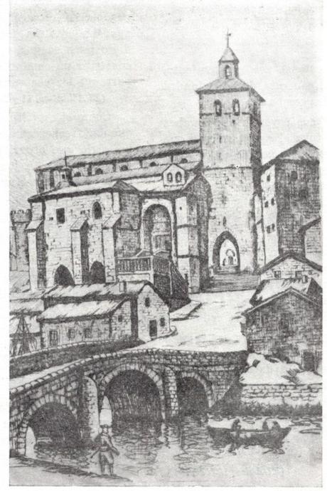 La catedral de Santander cuando aún era peninsula por la ría de Becedo