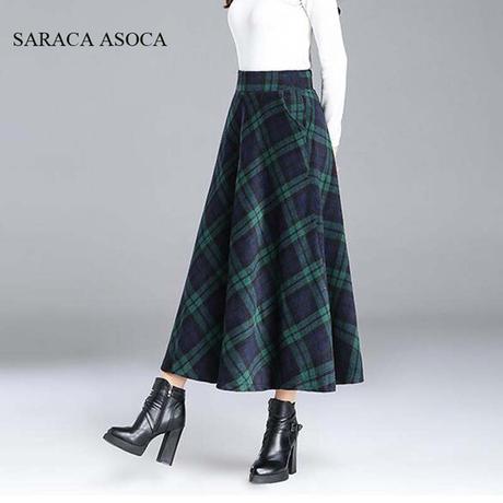 Falda Escocesa Larga Mujer