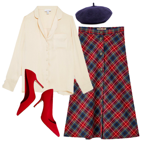 Falda Escocesa Larga Mujer