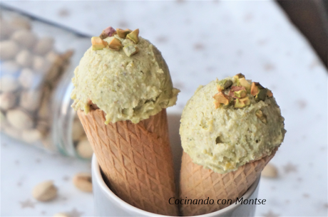 Helado de pistacho casero
