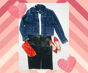 Outfit Falda Tubo Cuero Negra