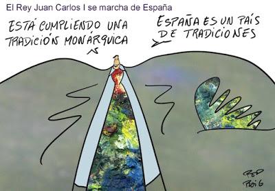 La “huida” del rey emérito, Juan Carlos I, un autoexiliado de lujo.