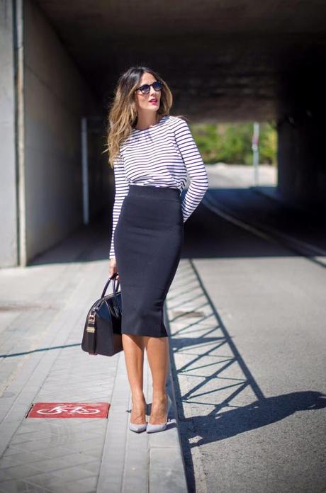 Falda Tipo Lapiz De Rayas