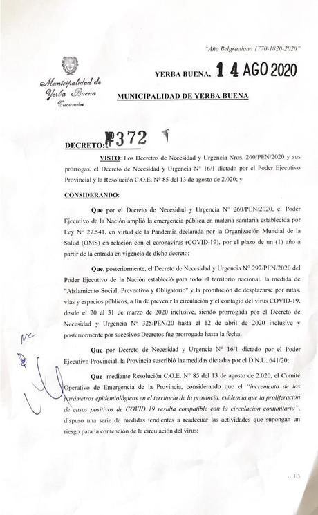 Yerba Buena: Multas de hasta 90 mil pesos a quienes no cumplan con el protocolo