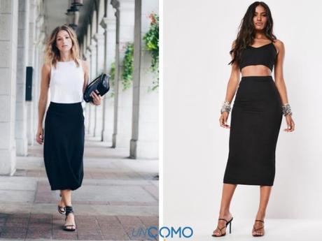 Falda Tubo Larga Con Zapatillas