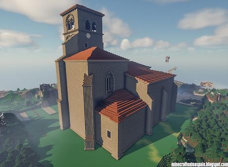 Réplica Minecraft de la Iglesia románica de San Martin Obispo, Jaramillo Quemado, España.