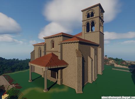 Réplica Minecraft de la Iglesia románica de San Martin Obispo, Jaramillo Quemado, España.