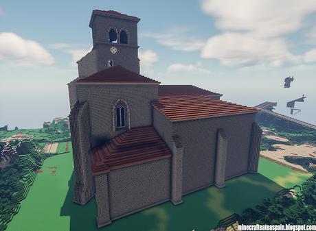 Réplica Minecraft de la Iglesia románica de San Martin Obispo, Jaramillo Quemado, España.