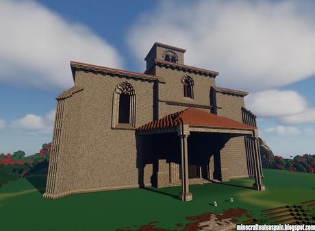 Réplica Minecraft de la Iglesia románica de San Martin Obispo, Jaramillo Quemado, España.