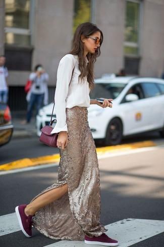 Falda Lentejuelas Con Camisa Blanca