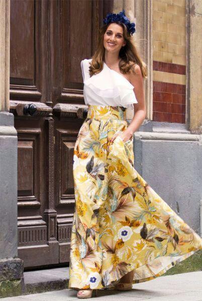 Combinar Falda Flores Larga Combinar Falda Flores Larga