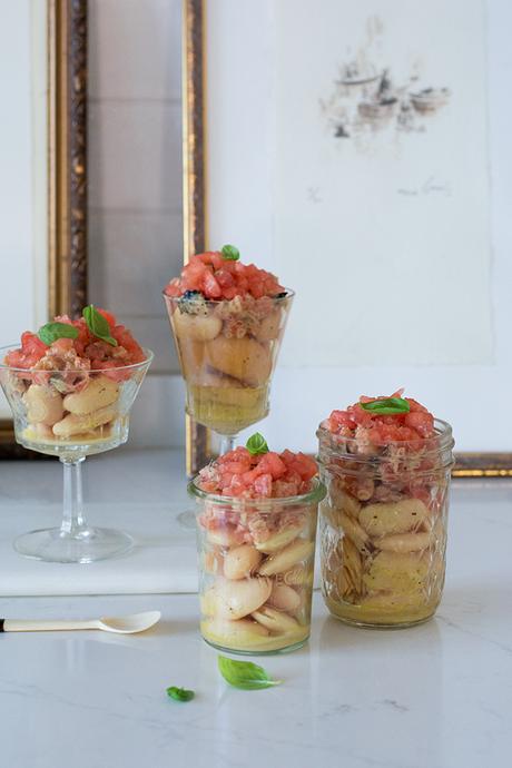 ENSALADA DE HABICHUELAS, ATÚN Y TOMATE EN VASITOS