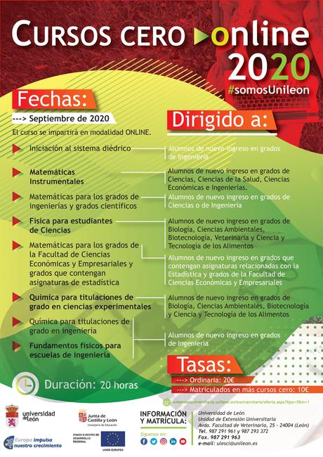 La ULE organiza en septiembre ocho ‘cursos cero’ dirigidos a los nuevos alumnos