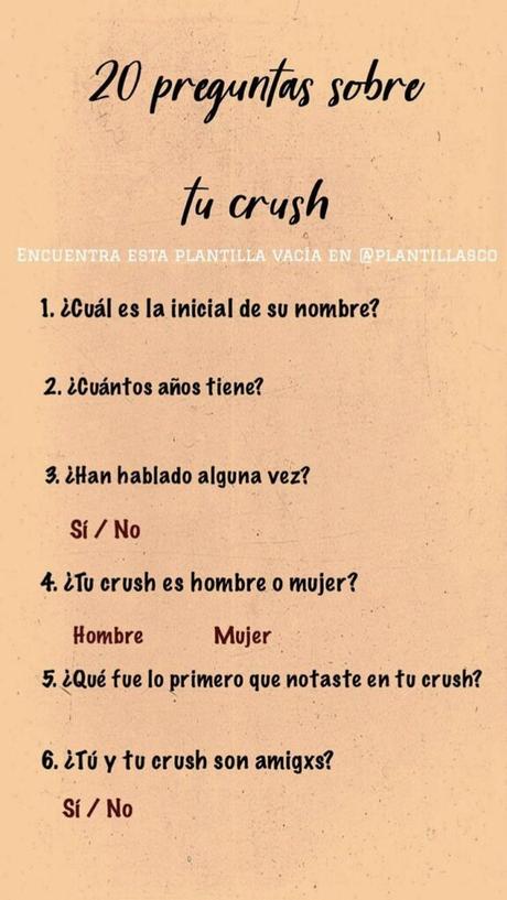plantilla de 20 cosas sobre tu crush