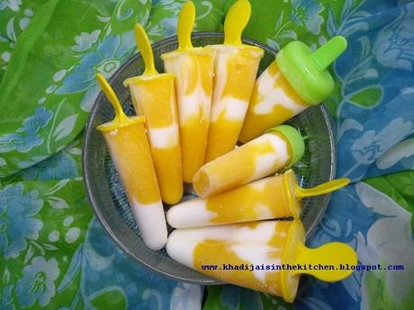 SUCETTES GLACÉES À LA MANGUE / MANGO POPSICLES / PALETAS HELADAS DE MANGO / مصاصات المانجو المجمدة