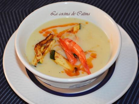 Vichyssoise con salteado de gambas