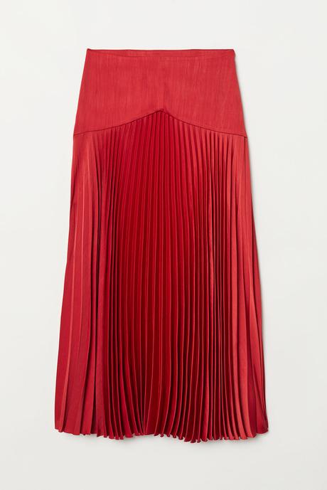 Falda Plisada Roja Larga